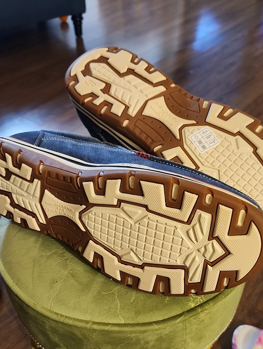 Skechers Men's Slip-On Loafers in Dark Denim Blue with Gum Soles